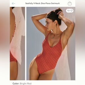 Seafolly‎ Anthropology V-neck Onepiece in Bright Red
